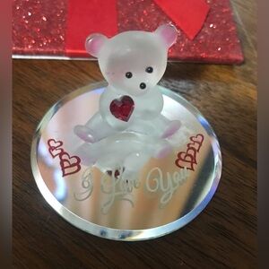 Glass Baron Bear with crystal Heart I love you